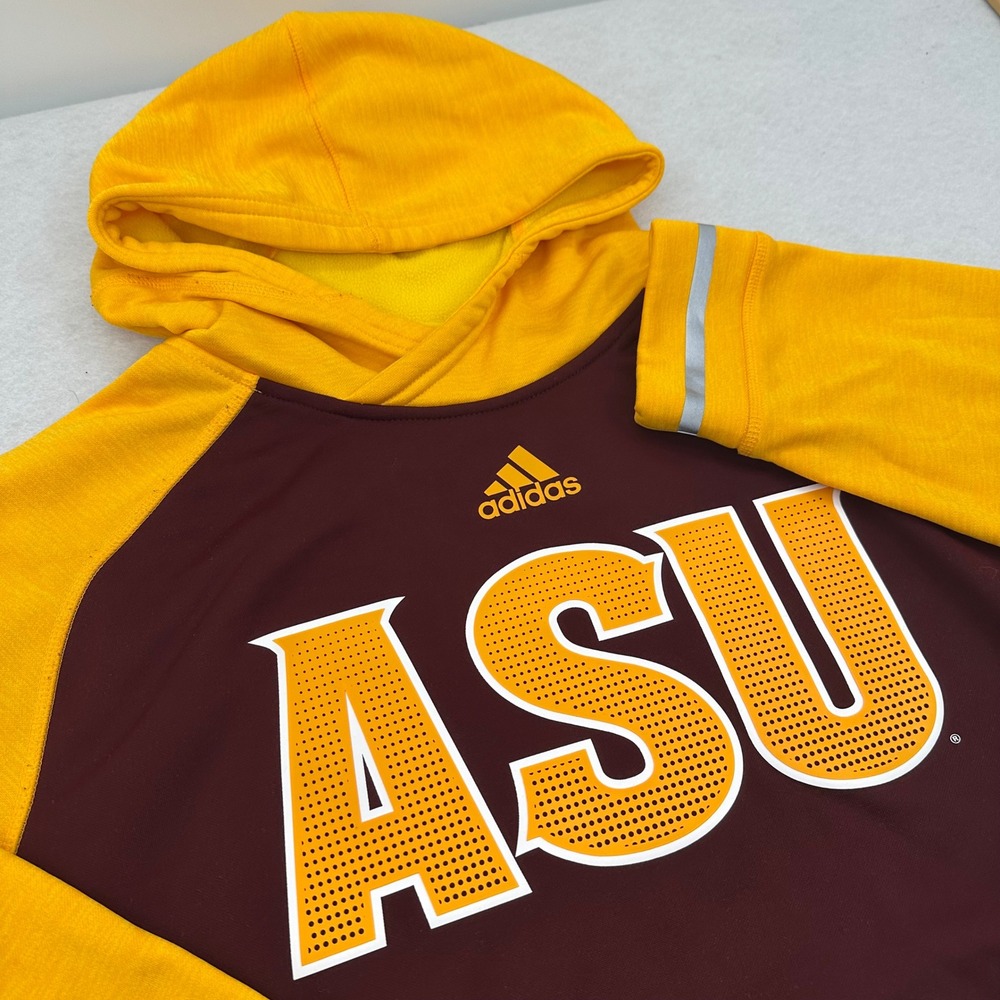 Adidas ASU Arizona State University Sun Devils Hoodie Maroon Gold Men XL 484FA16